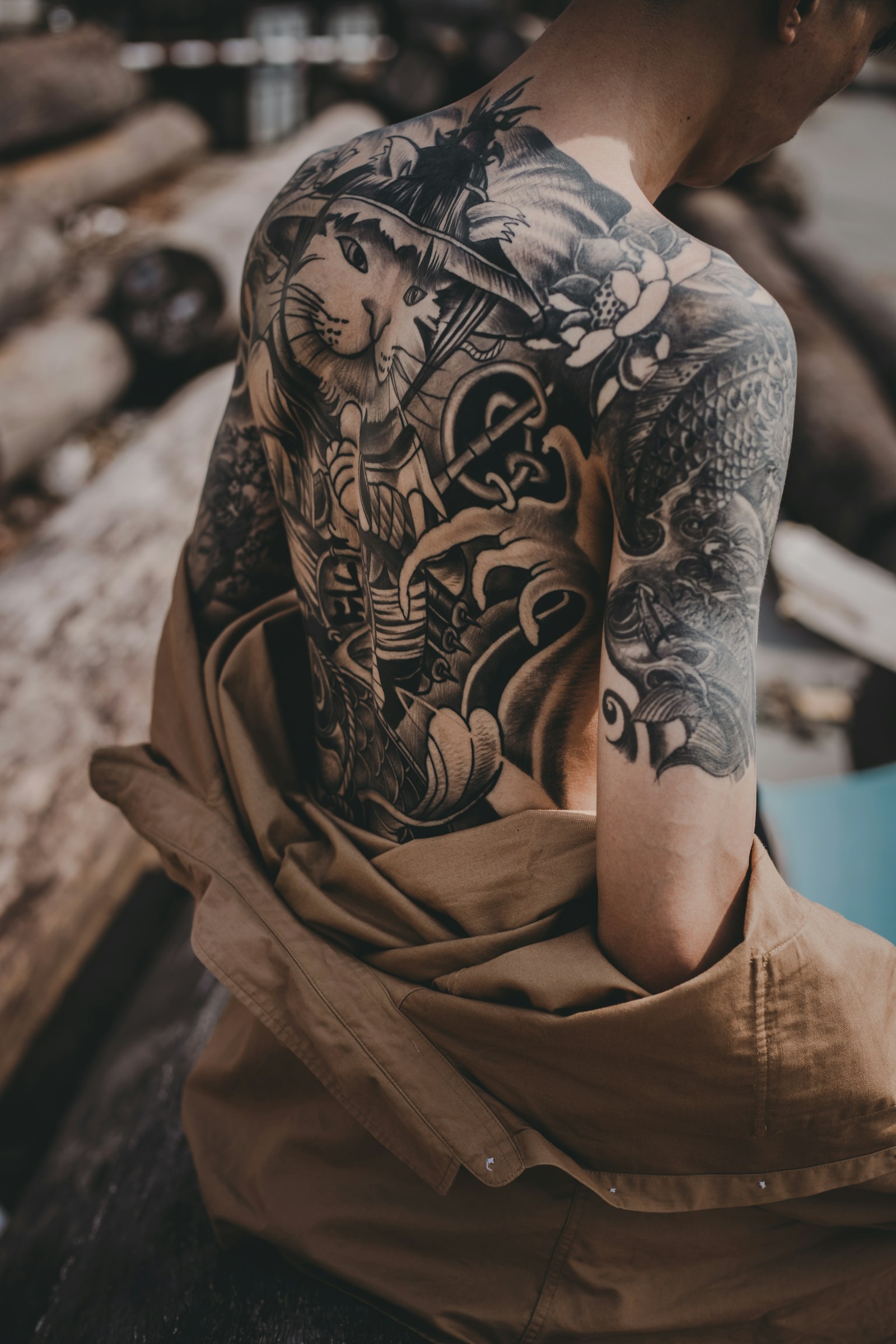 Editorial atmosphere image of illustrative tattoo composition; not Inky Apricot portfolio work